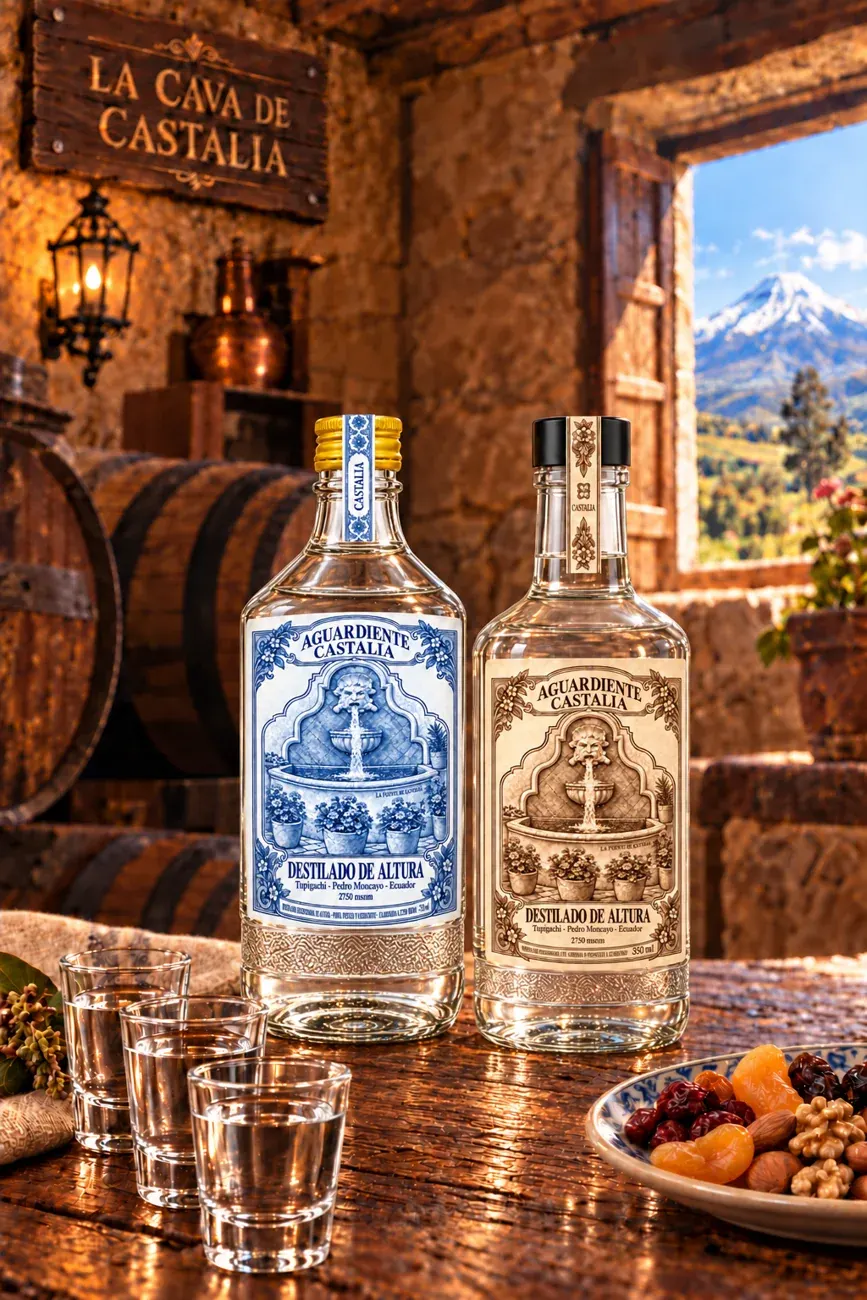 Dos botellas de Aguardiente de Castalia de 350 ml en la cava
