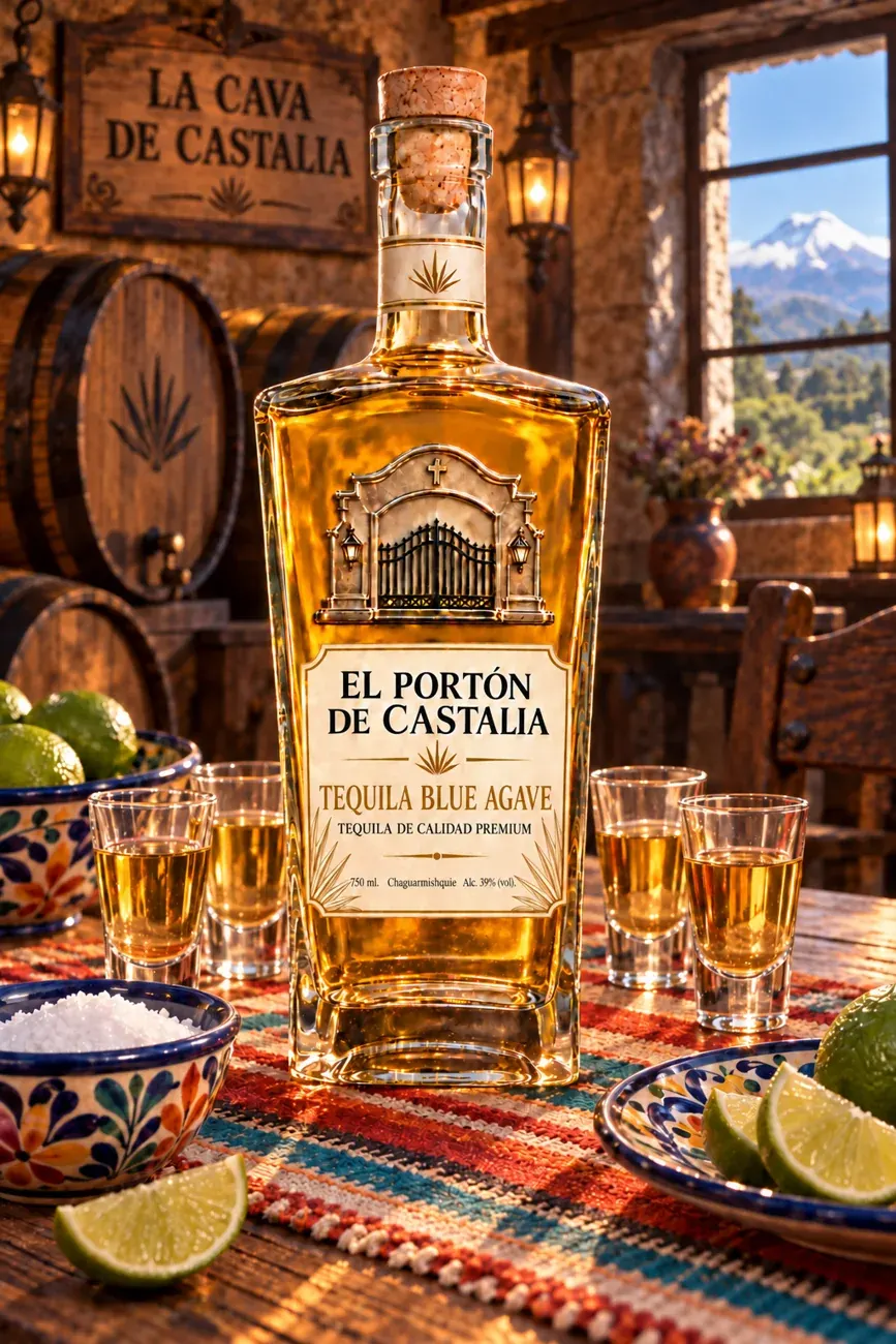 Botella de Blue Agave de Castalia en la cava