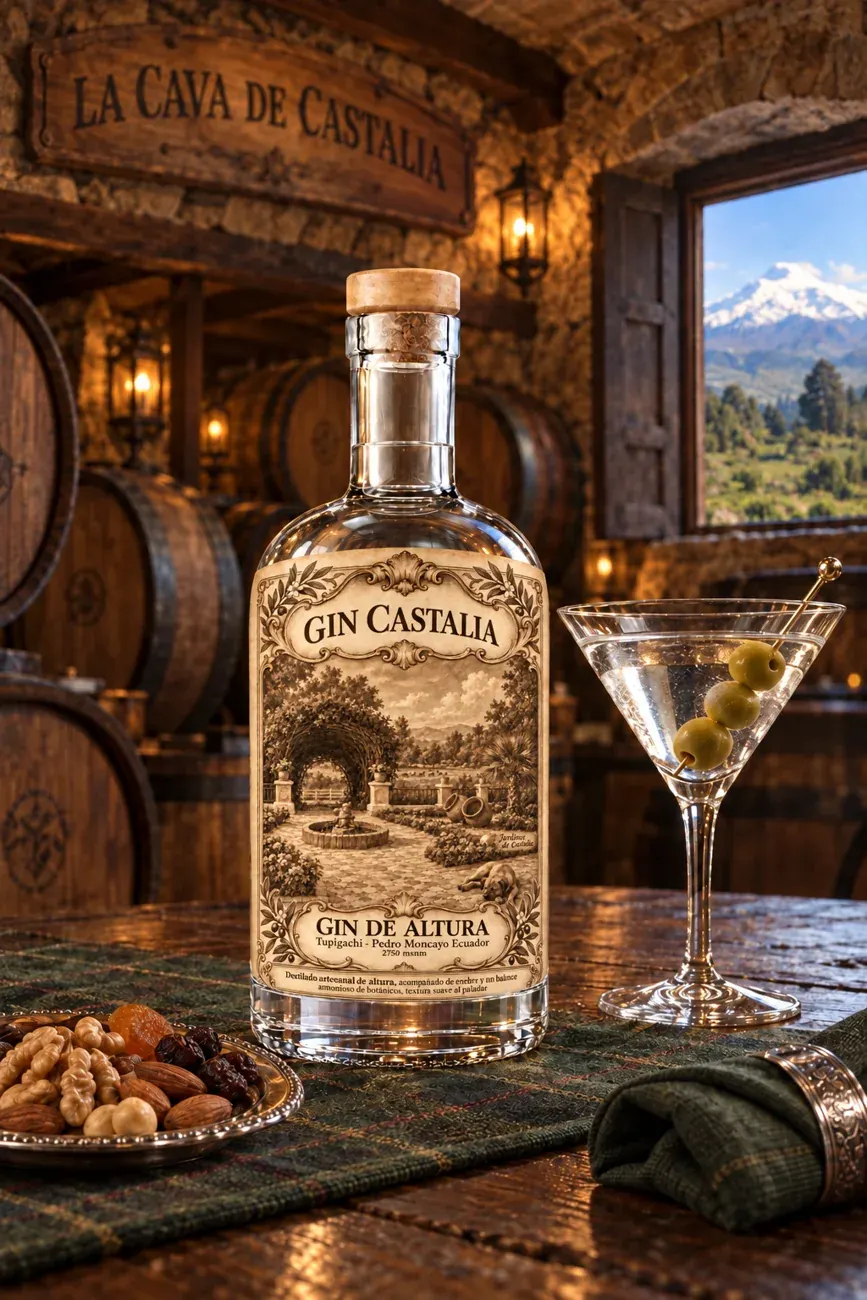 Botella de Gin Castalia en la cava